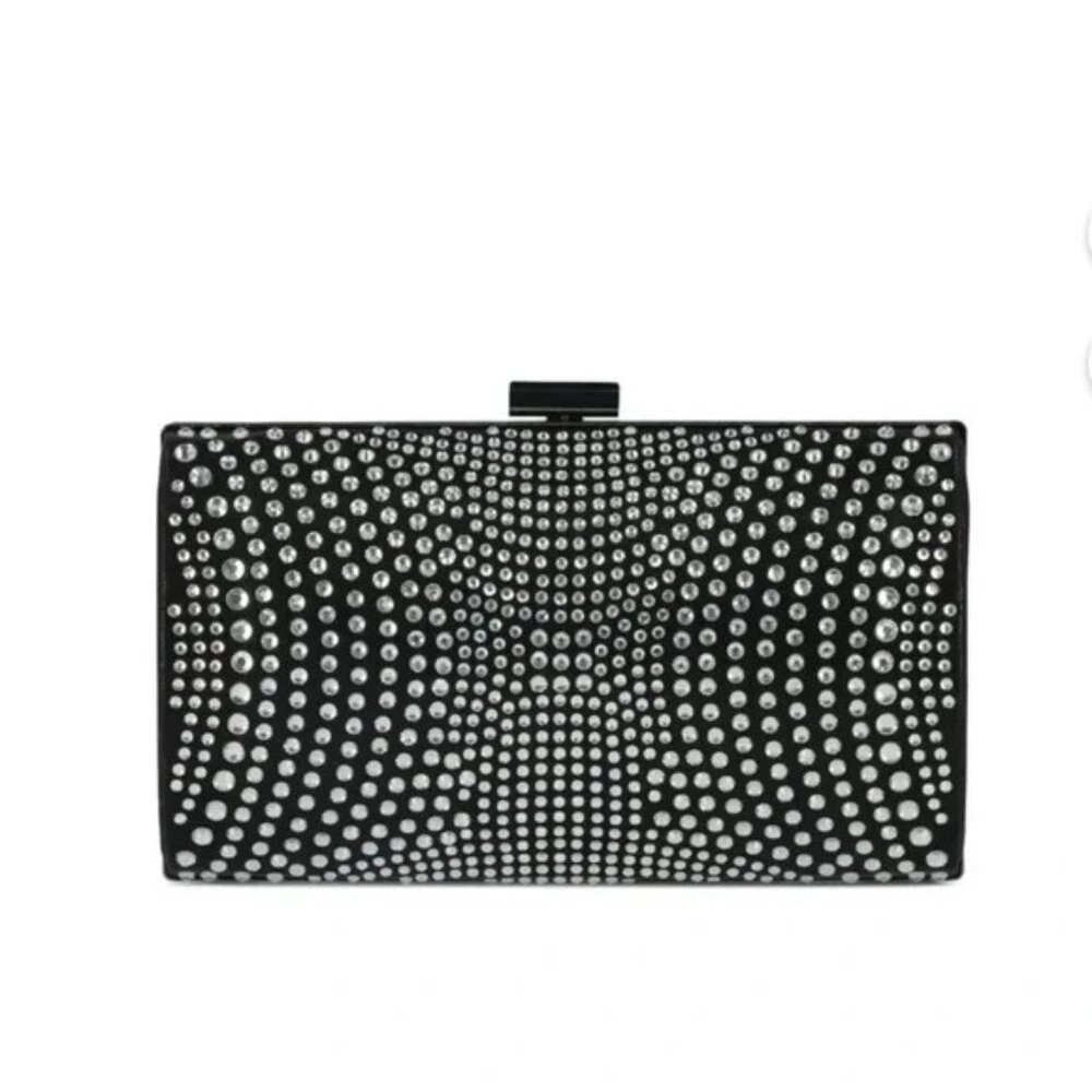 NWT Inc International Concepts Ranndi Embellished Clutch Crystal Gumetal